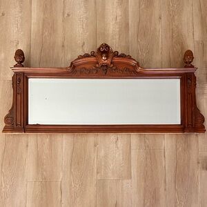 Antique‎ 1900 Carved Walnut Wood French Louis XVI Wall Mantel Mirror 46”x18.5”